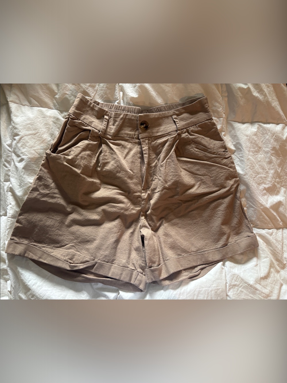 High-Waist Women’s Shorts in Taupe